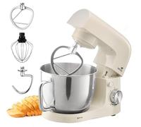 SENYA Robot pastelero multifunción 1500 W - Cuenco de acero inoxidable 5L - 10 velocidades + función pulso - batidor, batidor, gancho incluido - tapa antisalpicaduras con separador de huevos