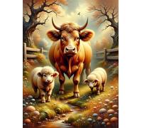 Senyanr 5D Diamond Painting Kits for Adults Animals Cattle, DIY Sheep Full Round Drill diamond Art kits adults, Crystal Rhinestone Embroidery Canvas painting for Home Decor 10x18in