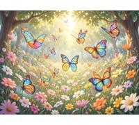 Senyanr 5D Diamond Painting Kits for Adults Daisies, DIY Butterflies Full Round Drill diamond Art kits adults, Crystal Rhinestone Embroidery Canvas painting for Home Decor 42x50in