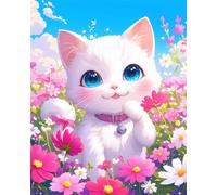 Senyanr 5D Diamond Painting Kits for Adults Elegant Cat, DIY Garden Full Round Drill diamond Art kits adults, Crystal Rhinestone Embroidery Canvas painting for Home Decor 26x34in