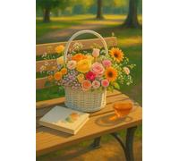 Senyanr 5D Diamond Painting Kits for Adults Flower Basket, DIY Bench Full Round Drill diamond Art kits adults, Crystal Rhinestone Embroidery Canvas painting for Home Decor 42x50in