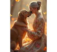Senyanr 5D Diamond Painting Kits for Adults Loyal Dog, DIY Lady Full Round Drill diamond Art kits adults, Crystal Rhinestone Embroidery Canvas painting for Home Decor 42x50in