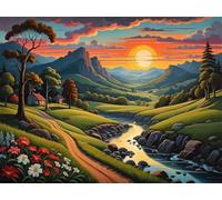 Senyanr 5D Diamond Painting Kits for Adults Mountain Fields, DIY Stream Full Square Drill diamond Art kits adults, Crystal Rhinestone Embroidery Canvas painting for Home Decor 34x42in