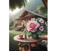 Senyanr 5D Diamond Painting Kits for Adults Mountain Villa, DIY Roses Full Square Drill diamond Art kits adults, Crystal Rhinestone Embroidery Canvas painting for Home Decor 34x42in