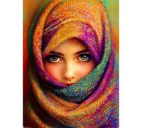 Senyanr 5D Diamond Painting Kits for Adults Peace Girl, DIY Scarf Full Round Drill diamond Art kits adults, Crystal Rhinestone Embroidery Canvas painting for Home Decor 26x34in