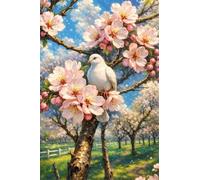 Senyanr 5D Diamond Painting Kits for Adults Peach Blossoms, DIY Pigeons Full Round Drill diamond Art kits adults, Crystal Rhinestone Embroidery Canvas painting for Home Decor 42x50in