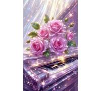 Senyanr 5D Diamond Painting Kits for Adults Piano, DIY Roses Full Round Drill diamond Art kits adults, Crystal Rhinestone Embroidery Canvas painting for Home Decor 26x34in