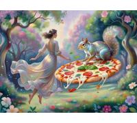 Senyanr 5D Diamond Painting Kits for Adults Pizza Squirrel, DIY Fairy Full Round Drill diamond Art kits adults, Crystal Rhinestone Embroidery Canvas painting for Home Decor 26x34in