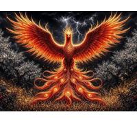 Senyanr 5D Diamond Painting Kits for Adults Red Phoenix, DIY Animal Full Round Drill diamond Art kits adults, Crystal Rhinestone Embroidery Canvas painting for Home Decor 42x50in