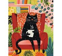 Senyanr 5D Diamond Painting Kits for Adults Sofa, DIY Coffee Cat Full Round Drill diamond Art kits adults, Crystal Rhinestone Embroidery Canvas painting for Home Decor 42x50in
