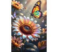 Senyanr 5D Diamond Painting Kits for Adults Sunflowers, DIY Butterflies Full Round Drill diamond Art kits adults, Crystal Rhinestone Embroidery Canvas painting for Home Decor 42x50in
