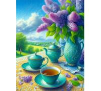 Senyanr 5D Diamond Painting Kits for Adults Tea, DIY Flowers Full Round Drill diamond Art kits adults, Crystal Rhinestone Embroidery Canvas painting for Home Decor 26x34in