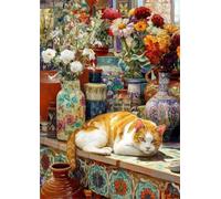 Senyanr Diamond Painting Kit para Adultos Animal de jarrón, DIY 5D Gato Pintura de diamante adultos, Taladro Round Completo, Cuadro Diamante Art Rhinestones Bordado para Decoración Hogar 34x42in