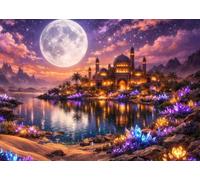 Senyanr Diamond Painting Kit para Adultos Castillo, DIY 5D Luna de Montaña Pintura de diamante adultos, Taladro Square Completo, Cuadro Diamante Art Rhinestones Bordado para Decoración Hogar 10x18in