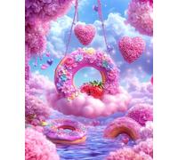 Senyanr Diamond Painting Kit para Adultos Donut, DIY 5D Nubes Pintura de diamante adultos, Taladro Square Completo, Cuadro Diamante Art Rhinestones Bordado para Decoración Hogar 10x18in