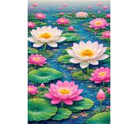 Senyanr Diamond Painting Kit para Adultos Flores verano, DIY 5D Estanque Pintura de diamante adultos, Taladro Square Completo, Cuadro Diamante Art Rhinestones Bordado para Decoración Hogar 10x18in