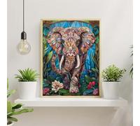 Senyanr Paint by Numbers Kits for Adults Animal elefante,DIY sin Marco Flor Canvas paint by numbers for adults beginner,Acrylic Paints Oil Painting Kit for Home Decor Gifts 30x40cm
