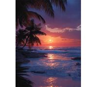 Senyanr Paint by Numbers Kits for Adults Frameless Sunset Ocean Trees,Painting by numbers On Canvas for Beginner,DIY Color Acrylic Paints Oil painting Art Crafts for Home Wall Decor Gift 30x40cm
