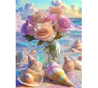 Senyanr Paint by Numbers Kits for Adults with Frame Beach Shell,Painting by numbers On Canvas for Beginner,DIY Color Acrylic Paints Oil painting Art Crafts for Home Wall Decor Gift 50x65cm