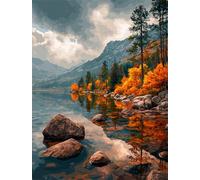 Senyanr Paint by Numbers Kits for Adults with Frame River Landscape,Painting by numbers On Canvas for Beginner,DIY Color Acrylic Paints Oil painting Art Crafts for Home Wall Decor Gift 20x30cm