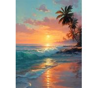 Senyanr Paint by Numbers Kits for Adults with Frame Sunset Coast,Painting by numbers On Canvas for Beginner,DIY Color Acrylic Paints Oil painting Art Crafts for Home Wall Decor Gift 20x30cm