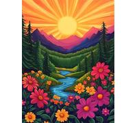 Senyanr Paint by Numbers Kits for Adults with Frame Sunset Flower,Painting by numbers On Canvas for Beginner,DIY Color Acrylic Paints Oil painting Art Crafts for Home Wall Decor Gift 60x90cm