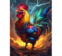 Senyanr Pintar por Numeros Adultos con marco 55x70cm,DIY Pollo Trueno pintura por numeros para Principiantes,Kit de Pintura al óleo de Lienzo con Pinceles y Pigmento Acrílico para Decoración Hogar