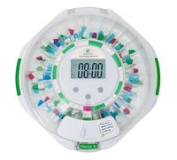 SenyerKare Dispensador automático de pastillas con alarma, sonido y luz, organizador de medicamentos bloqueado de 28 días con pantalla de fácil lectura, dispensador temporizado de hasta 9 plantillas