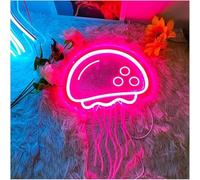 Senyoi letrero de bar de neón Letrero de neón con forma medusa lámpara LED personalizada para el hogar luz nocturna para fiestas cumpleaños y festivales(Pink 33x21cm)