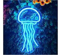 Senyoi letrero de bar de neón Letrero de neón con forma medusa lámpara LED personalizada para el hogar luz nocturna para fiestas cumpleaños y festivales(Blue 38x25cm)
