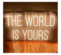 Senyoi letrero de bar de neón Letrero de neón El mundo es tuyo para bodas, cumpleaños, decoración pared para interiores y exteriores(Warm White)
