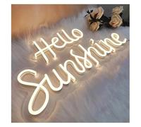 Senyoi letrero de bar de neón Letreros de neón con texto Hola Sunshine lámpara cálida para cumpleaños vacaciones luz nocturna arte decorativo pared