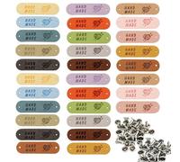 SenZee Etiquetas hechas a mano con etiquetas de amor, 30 piezas hechas a mano con etiquetas de piel sintética con remaches para artículos de punto hechos a mano, sombreros de ganchillo, ropa