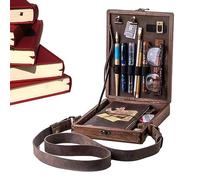 SENZZ Caja de almacenamiento de herramientas para artistas y pinceles, bolsa de cartero para Love Writing Sketcher & Writer-Bolsa de cartero portátil - Bolso bandolera de madera Messenger