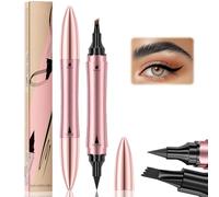 SEO-FANALLY Lapiz de Cejas Waterproof Con Delineador de Ojos Negro, Lapiz Cejas Microblading, Cejas Maquillaje, Lápiz Cejas con Cabeza de 4 Horquillas, Resistente al Agua y al Sudor (Gris)