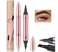 SEO-FANALLY Lapiz de Cejas Waterproof Con Delineador de Ojos Negro, Lapiz Cejas Microblading, Cejas Maquillaje, Lápiz Cejas con Cabeza de 4 Horquillas, Resistente al Agua y al Sudor (Marrón Oscuro)