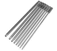 SeonFook Juego de 8 puntas de destornillador Torx magnéticas extralargas de 200 mm con vástago hexagonal de 1/4 de pulgada de seguridad, a prueba de manipulaciones, estrella de 6 puntos, kit de