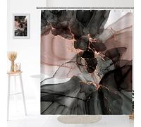 Seorsok Cortina de Ducha de mármol Rosa y Dorado, Cortina de Ducha de Lujo Degradado Dorado y Negro para decoración de baño, Textura de Pintura de Acuarela, Cortina de baño de Tela Lavable