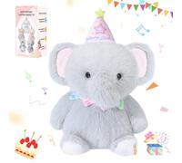seOSTO Peluche de Elefante Cumpleaños, Peluche Musical Que Baila y Canta al Escuchar Palmadas, Juguete con Función de Grabar y Reproducir Voz, Regalo Interactivo para Niños y Niñas