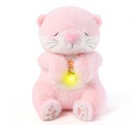seOSTO Peluche Que Respira con Música y Movimientos Respiratorios, Stitch Que Respira para Bebe Dormir, Regalo Ideal para Bebés Recién Nacidos y Niños (Nutria Rosa)