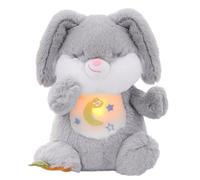 seOSTO Peluche Que Respira para Ansiedad, Stitch Que Respira para Bebe Dormir, con Música y Movimientos Respiratorios, Regalos de Pascua para niños y niñas(Conejito Gris)