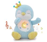 seOSTO Peluche Que Respira para Ansiedad, Stitch Que Respira para Bebe Dormir, con Música y Movimientos Respiratorios, Regalo Ideal para Bebés Recién Nacidos y Niños (Pingüino Azul)