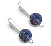 SEOUL - Horizonte de Corea del Sur brillante con vista nocturna para hombre, para corbata, para regalos de boda, negocios, 5,5 x 2,2 cm, 5.5x2.2cm, aleación, No es una piedra preciosa