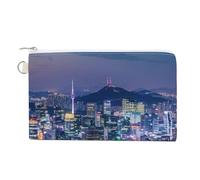 Seoul - Monedero portátil de lona para hombre y mujer, diseño de paisaje de Corea del Sur, brillante, con vista nocturna, Estilo:, Talla única, Bolsa para monedas