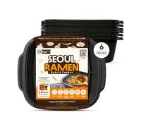 Seoul Ramen Hybrid Cooker | Ramen para microondas en 6 minutos | Perfecto para ramen coreano, cocina pequeña u oficina | Apto para lavavajillas, microondas, sin BPA (paquete de 6) (negro)