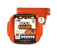 Seoul Ramen Hybrid Cooker | Ramen para microondas en 6 minutos | Perfecto para ramen coreano, cocina pequeña u oficina | Apto para lavavajillas, microondas, sin BPA (paquete de 6) (naranja)