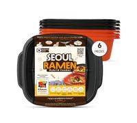 Seoul Ramen Hybrid Cooker | Ramen para microondas en 6 minutos | Perfecto para ramen coreano, cocina pequeña u oficina | Apto para lavavajillas, microondas, sin BPA (paquete de 6) (mezcla)