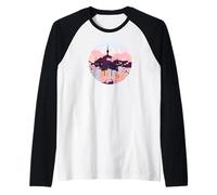 Seoul Tower Skyline South Korea Cherry Blossom Camiseta Camiseta Manga Raglan