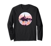 Seoul Tower Skyline South Korea Cherry Blossom Camiseta Manga Larga