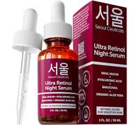 SeoulCeuticals Suero nocturno coreano con retinol - Cuidado de la piel coreano para antienvejecimiento, tono de piel, líneas finas y arrugas hidratante facial - 1% de retinol coreano, 97.5% de mucina